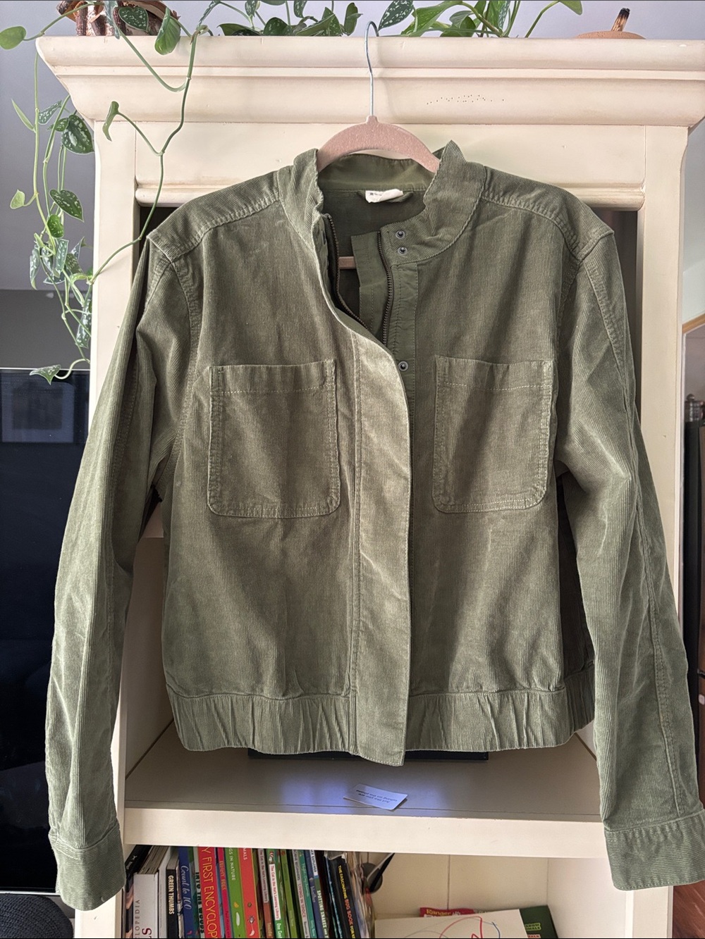 Pact Olive Green Corduroy Bomber Jacket
